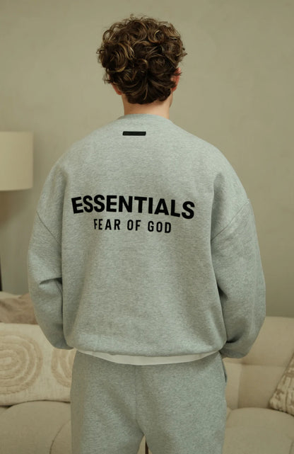 Fear of God Essentials Mens Fleece Crewneck Heather Grey