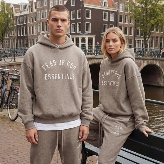 FEAR OF GOD ESSENTIALS FLEECE HEATHER GRAY FW24 HOODIE